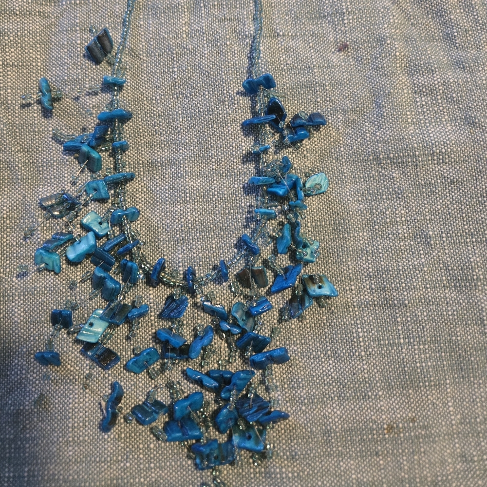 Blue Necklace with Cascading Design